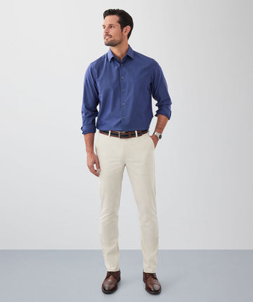 Soft Beige Cotton Casual Pant