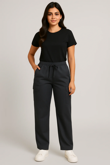 Dark Grey Cargo Trouser For Womens