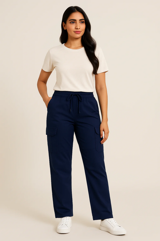 Sky Blue Cargo Trouser For Women